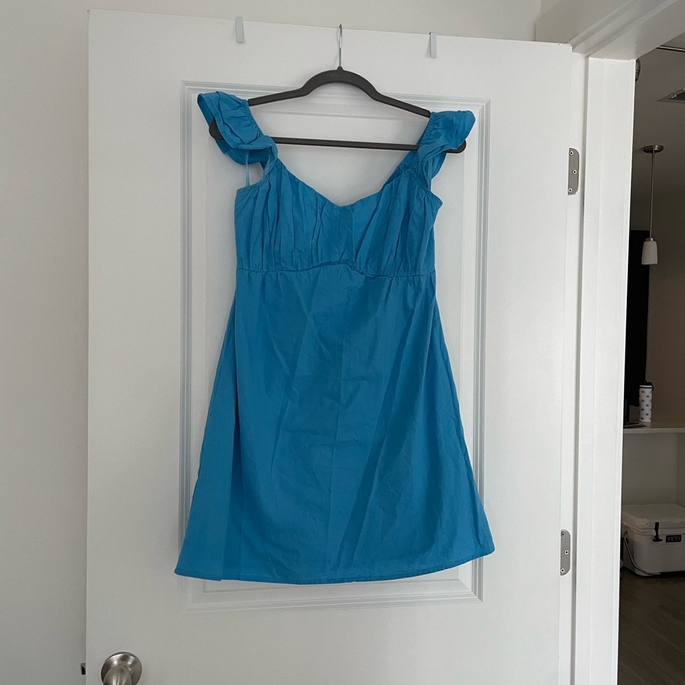 Blue fit and flare dress
